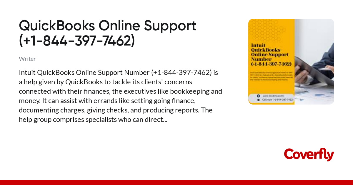 QuickBooks Online Support (+1-844-397-7462) - Coverfly