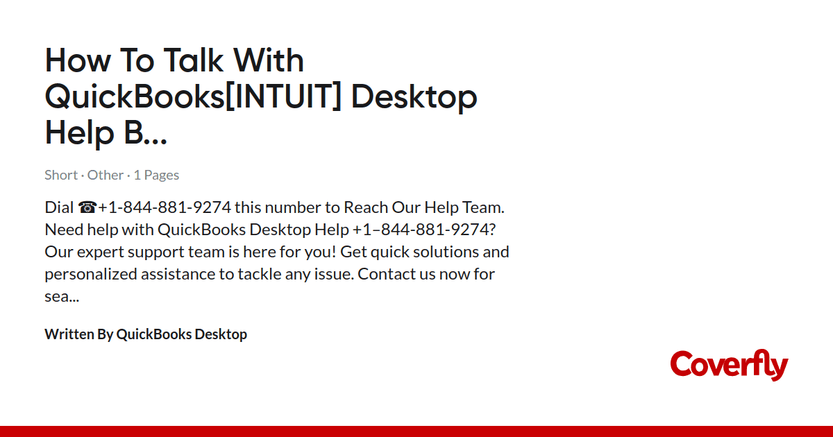 How To Talk With QuickBooks[INTUIT] Desktop Help By Phone? QB