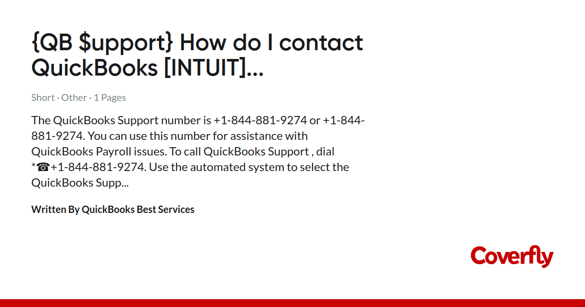 {QB $upport} How do I contact QuickBooks [INTUIT] Support